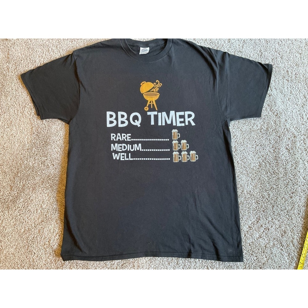 BBQ Timer Medium Well Beer Drinker Grill Chef T-Shirt Large Grey s2